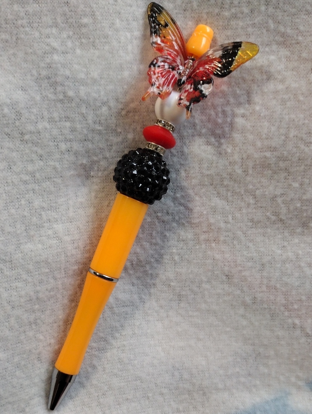 Yellow Butterfly Crystal Accent Ballpoint Pen - Unbranded